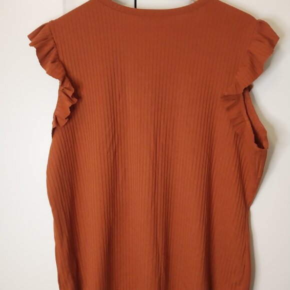 Time and Tru Women's Rib Ruffle Sleeve Top - Picture 4 of 11